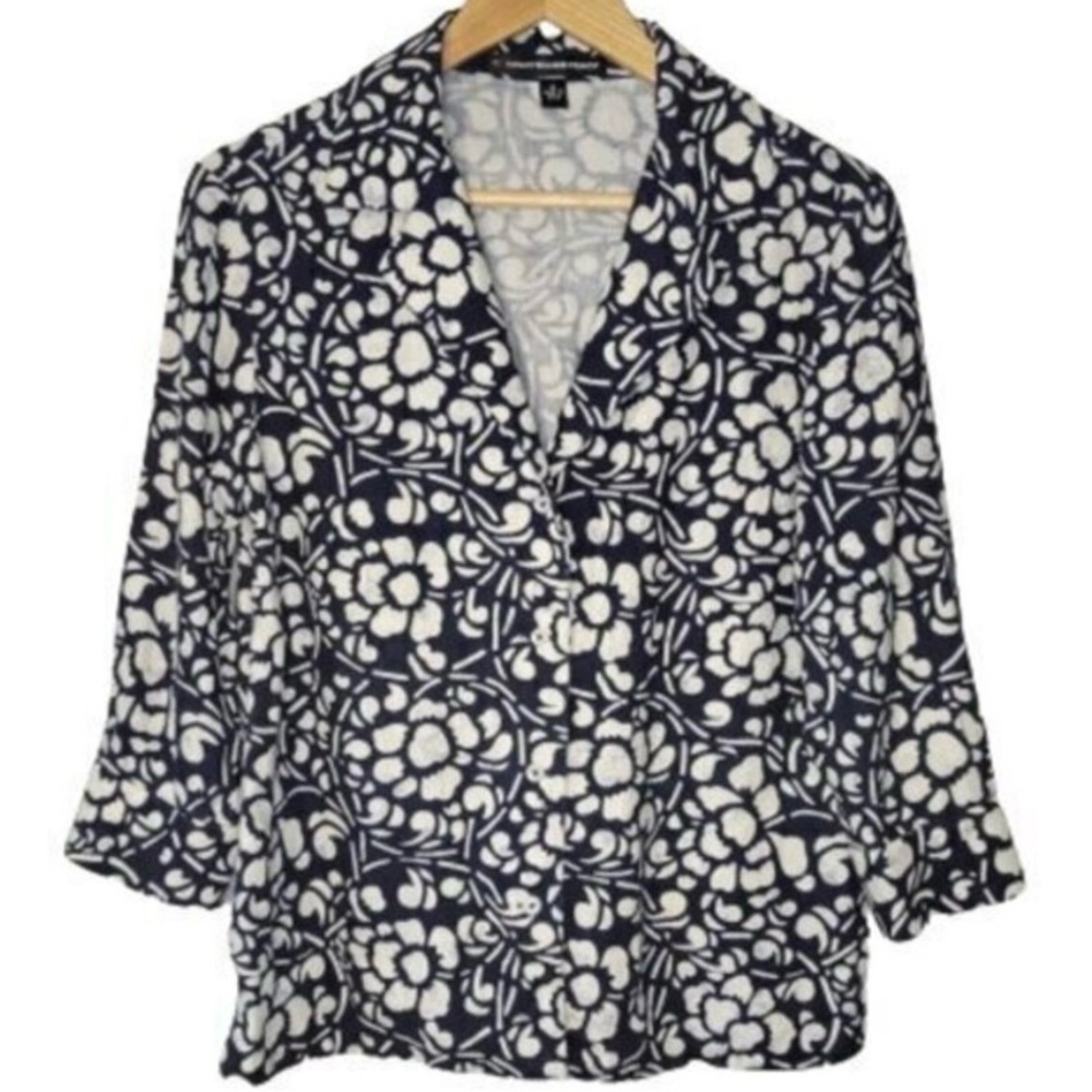 💥FREE WITH PURCHASE Company Ellen Tracy 100% Linen Navy and White Jacket Top